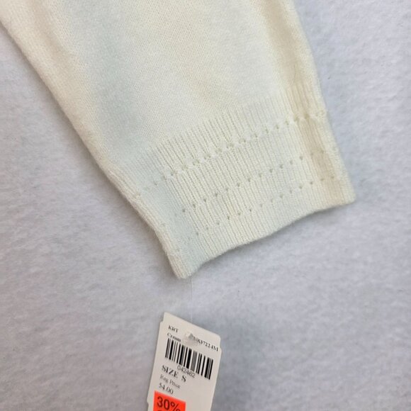 Koret Beaded Knit Sweater Small Mock Neck Back Zipper Coastal Classiccore Luxury - Picture 7 of 9